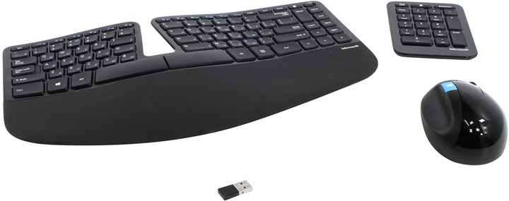 

Клавиатура + мышь Microsoft Sculpt Ergonomic, беспроводной, USB, черный (L5V-00017), Sculpt Ergonomic Desktop Black USB