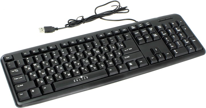 

Клавиатура проводная Oklick 180M Black USB, мембранная, USB, черный (943626), 180M Black USB