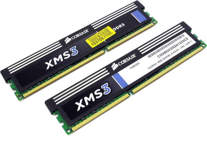 Комплект памяти DDR3 DIMM 8Gb (2x4Gb), 1333MHz, CL9, 1.5V Corsair XMS3 (CMX8GX3M2A1333C9)