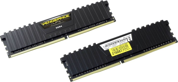 

Комплект памяти DDR4 DIMM 8Gb (2x4Gb), 2400MHz, CL14, 1.2V Corsair Vengeance (CMK8GX4M2A2400C14), CMK8GX4M2A2400C14