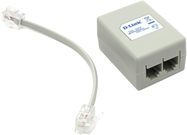 

Сплиттер D-Link DSL-30CF ADSL Splitter, Белый, DSL-30CF