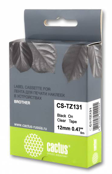 

Кассета с наклейками Cactus CS-TZ131, черный, совместимая, CS-TZ131