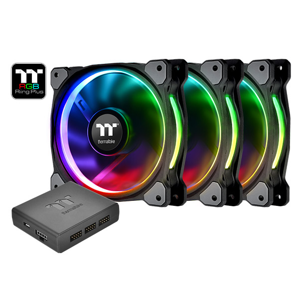 

Комплект вентиляторов Thermaltake Riing Plus 12 RGB, 120 мм, 1500rpm, 24.7 дБ, 4-pin PWM, 3шт, RGB (CL-F053-PL12SW-A), Riing Plus 12 RGB
