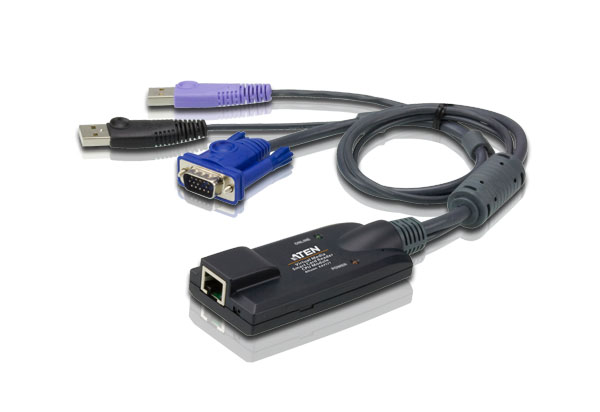 

Адаптер KVM (КВМ) ATEN KA7177, 1-ПК, VGA до 1920x1200, клавиатура USB, мышь USB, RJ-45 (KA7177-AX), KA7177