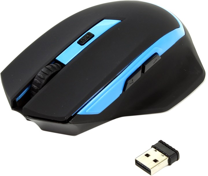 

Мышь беспроводная Oklick 630LW, 1600dpi, оптическая светодиодная, USB, черный/синий, 630LW
