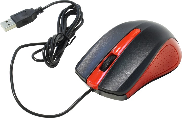 Мышь Oklick 225M, USB, черный/красный