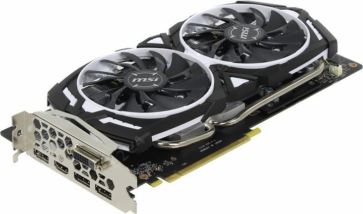 Видеокарта MSI 6Gb DDR5 (GeForce GTX 1060 1544Mhz PCI-E 3.0 6144Mb 8000Mhz 192 bit DVI HDMI HDCP ARMOR OC)