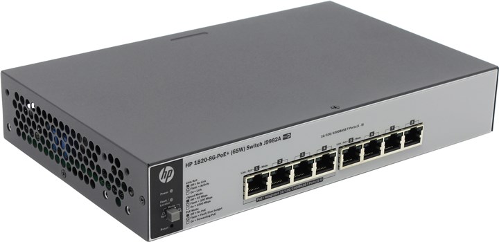 

Коммутатор HPE 1820-8G-PoE+, 4 Ports 10/100/1000Mbps, 4 Ports PoE/PoE+ (J9982A), 1820-8G