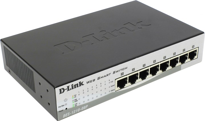 Коммутатор D-Link DES-1210-08P, 8x100 Мбит/с