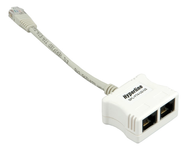 Разветвитель (Y-адаптер) RJ-45 4Pr.T568A/T568B-2x2Pr.10BASE-T, Hyperline (SPL-YT4-E2-E2)