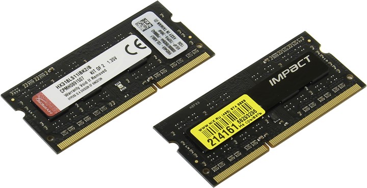 

Комплект памяти DDR3L SODIMM 8Gb (2x4Gb), 1866MHz, CL11, 1.35V Kingston HyperX Impact (HX318LS11IBK2/8), HX318LS11IBK2/8