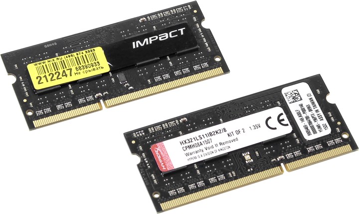 

Комплект памяти DDR3L SODIMM 8Gb (2x4Gb), 2133MHz, CL11, 1.35 В, HyperX (HX321LS11IB2K2/8), HX321LS11IB2K2/8