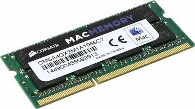 Память DDR3 SODIMM 4Gb, 1066MHz Corsair (CMSA4GX3M1A1066C7)