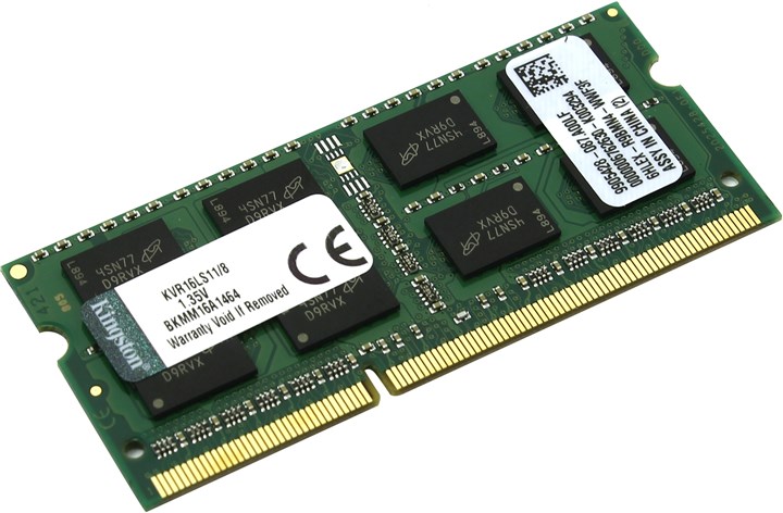 Память DDR3L SODIMM 8Gb, 1600MHz Kingston (KVR16LS11/8WP)