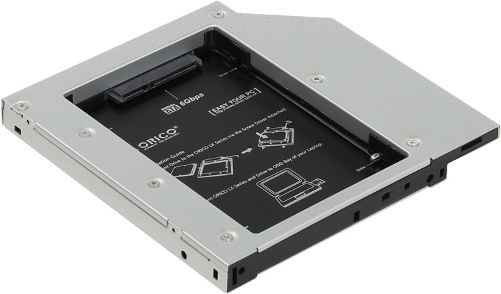

Салазки адаптер (шасси) Orico L127SS-SV, для установки 2.5" в SATA отсек оптического привода ноутбука (Optibay), L127SS-SV