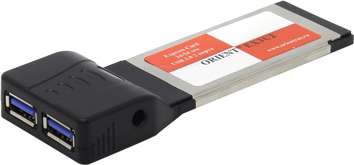 Контроллер USB 3.0 Orient, 2xUSB 3.0, ExpressCard, OEM (EX3U2)