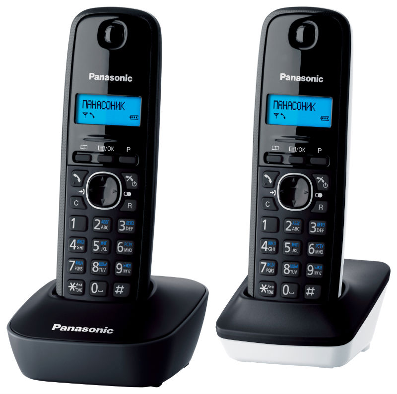 

Радиотелефон Panasonic KX-TG1612RU1 (2 трубки, DECT), Black-White, Черный/белый, KX-TG1612