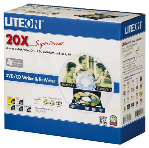Привод DVD-RW Lite-On iHAS220, SATA, черный+серебристый Panel, Retail
