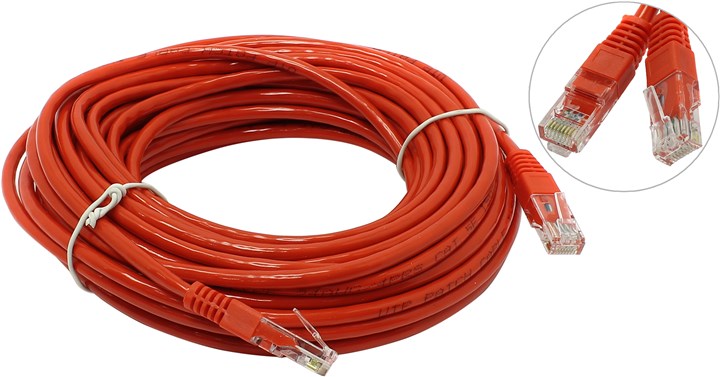 

Патч-корд UTP кат.5e, 15м, RJ45-RJ45, красный, TELECOM (NA102-R-15M)