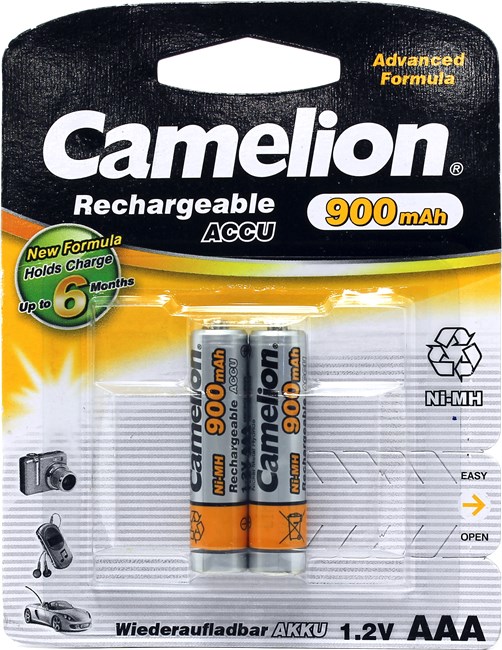 Аккумулятор Camelion, NH-AAA900BP2, AAA, 900 мА·ч, 2 шт