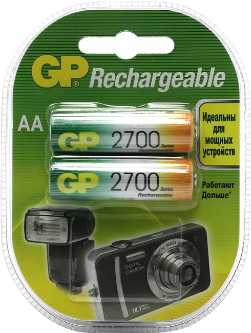 Аккумулятор GP Rechargeable, 270AAHC-2DECRC2, AA, 2.7 А·ч, 2 шт