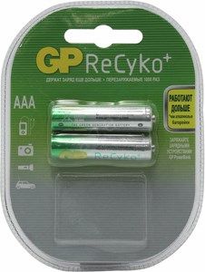 Аккумулятор GP ReCyko+, 85AAAHCB-2, AAA, 850 мА·ч, 2 шт