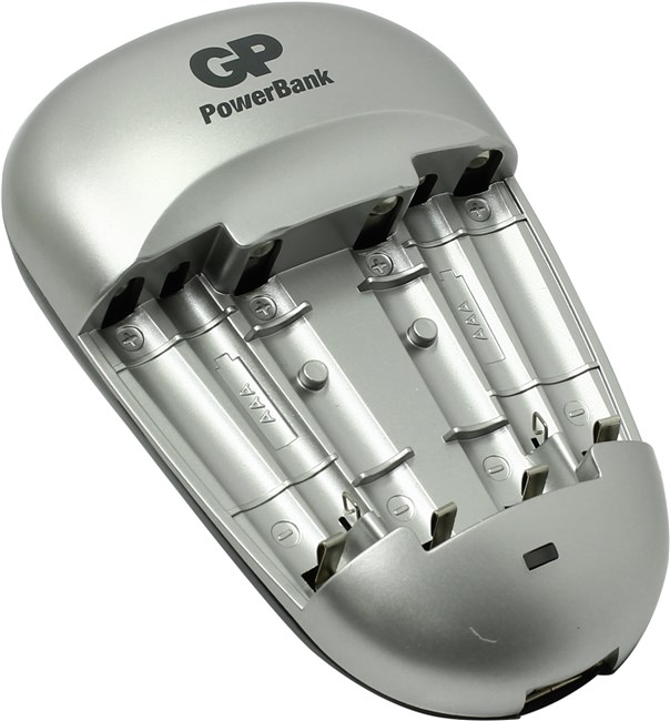 Зарядное устройство для аккумуляторов GP PowerBank Quick3, AA/AAA Ni-MH, 4xAA 2700mAh, серебристый/черный (GPPB27GS270-2CR4)