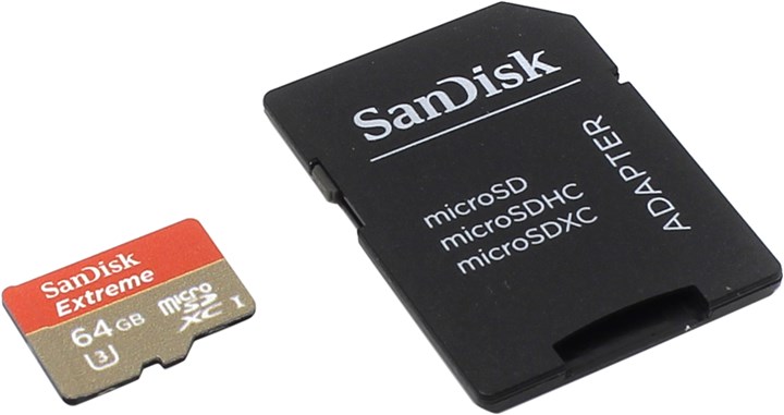 Карта памяти microsdxc uhs i u3 sandisk extreme 64 гб