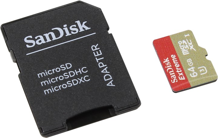 Карта памяти microsdxc uhs i u3 sandisk extreme 64 гб