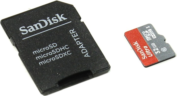 Карта памяти 32Gb microSDHC SanDisk Ultra Class 10 UHS-I + адаптер (SDSQUNC-032G-GN6IA)