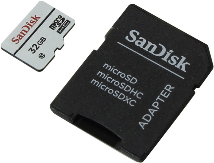 Карта памяти 32Gb microSDHC SanDisk Class 10 + адаптер (SDSDQQ-032G-G46A)