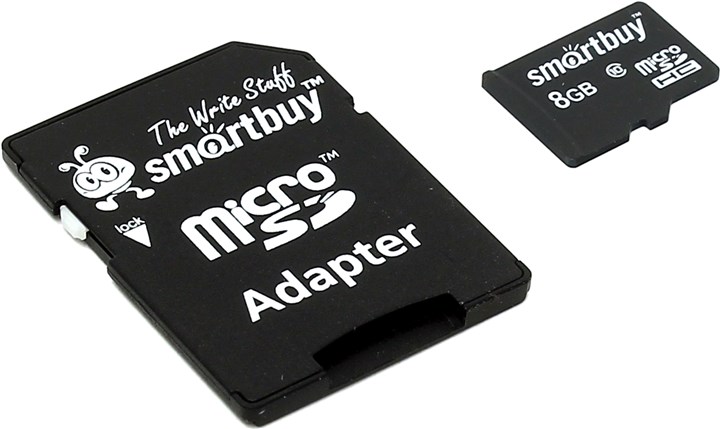 Карта памяти 8Gb microSDHC SmartBuy Class 10 + адаптер