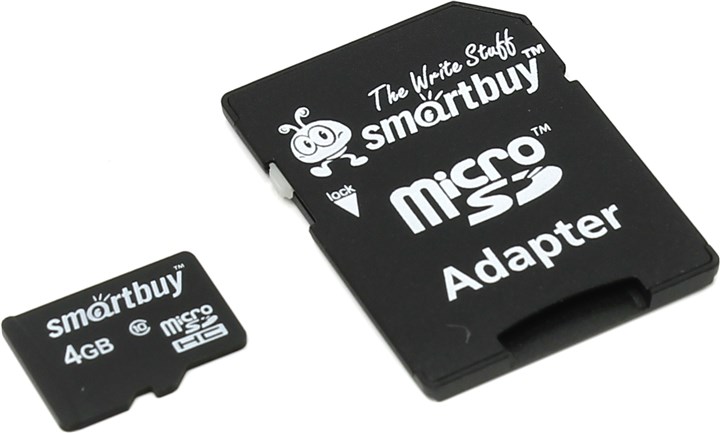 Карта памяти 4Gb microSDHC SmartBuy Class 10 + адаптер