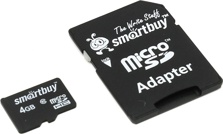 Карта памяти 4Gb microSDHC SmartBuy Class 10 адаптер 355₽