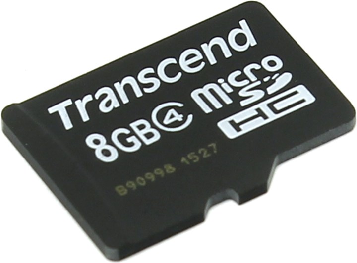 Карта памяти 8Gb microSDHC Transcend Class 4 без адаптера (TS8GUSDC4)