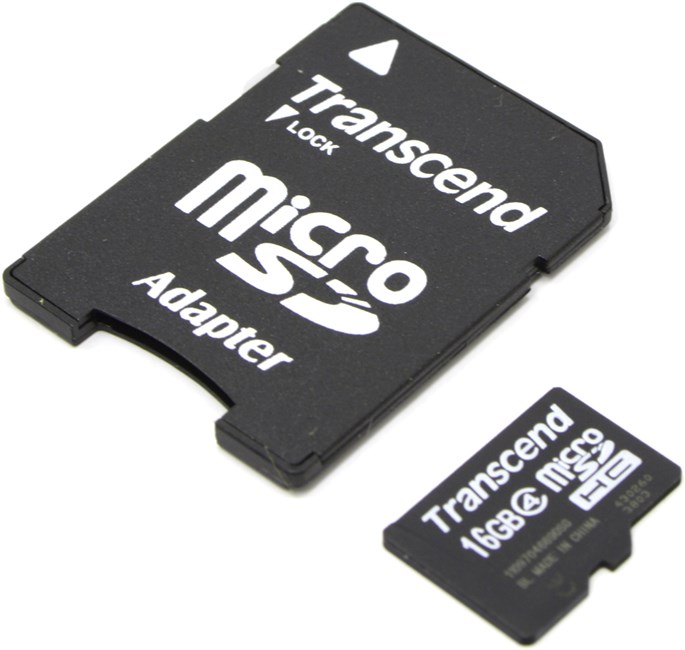 Карта памяти microSDHC Transcend, 16Gb, Class 4