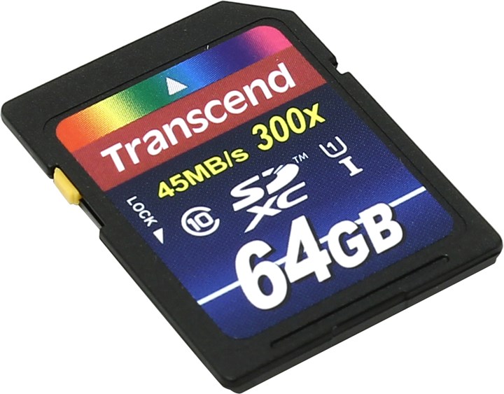 Карта памяти 64Gb SDXC Transcend Class 10 UHS-I U1