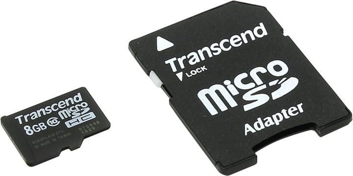 Карта памяти 8Gb microSDHC Transcend Class 10 адаптер 130000₽