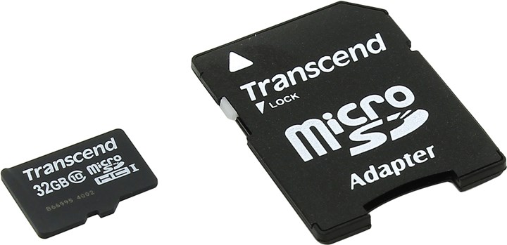 Карта памяти 32Gb microSDHC Transcend Class 10 + адаптер