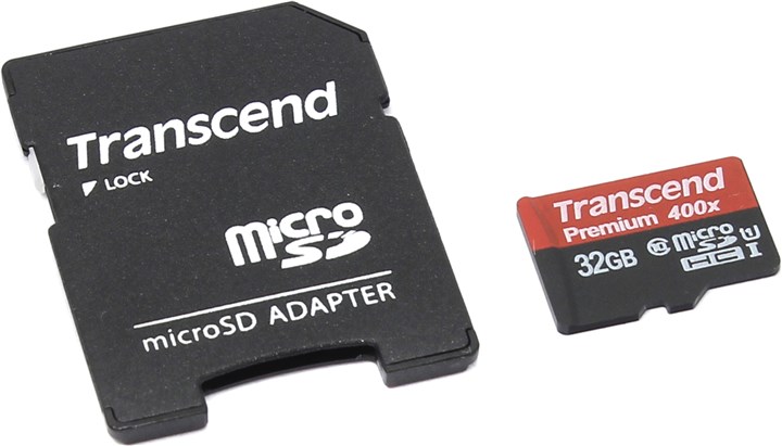 Карта памяти 32Gb microSDHC Transcend Class 10 UHS-I U1 + адаптер