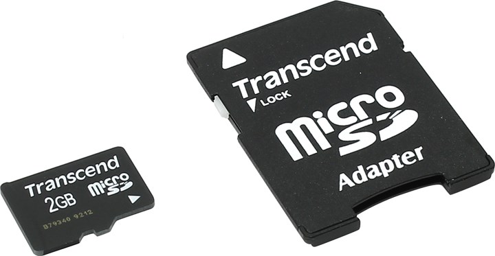 Карта памяти 2Gb microSD Transcend Class 2 + адаптер (TS2GUSD)