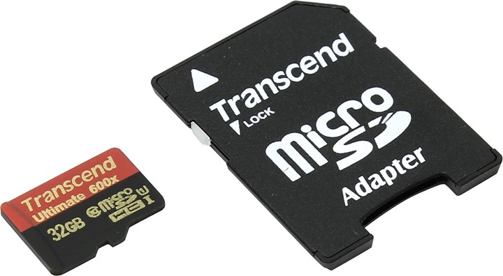 Карта памяти 32Gb microSDHC Transcend Class 10 UHS-I адаптер TS32GUSDHC10U1 2000₽