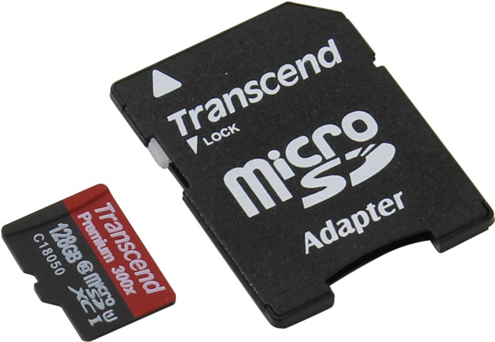 Карта памяти 128Gb microSDXC Transcend Class 10 UHS-I U1 + адаптер