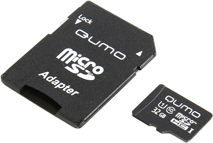 Карта памяти 32Gb microSDHC Qumo Class 10 UHS-I U1 адаптер 395₽