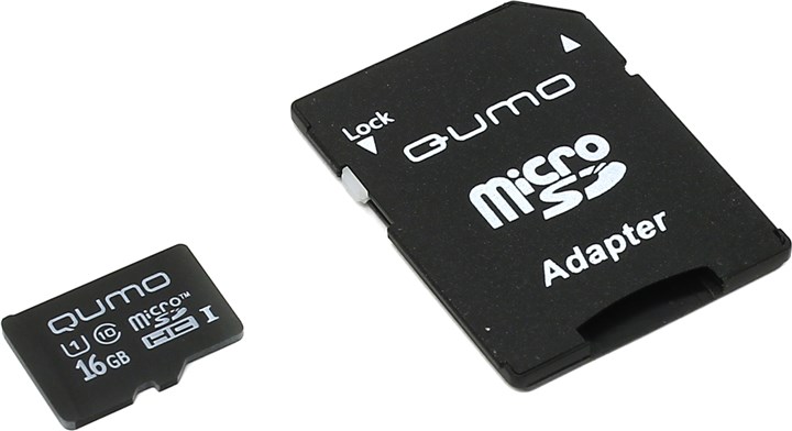 

Карта памяти 16Gb microSDHC Qumo Class 10 UHS-I U1 + адаптер, QM16GMICSDHC10U1