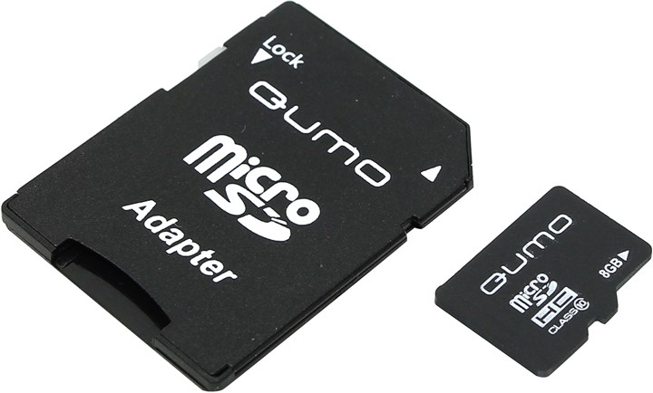 Карта памяти 8Gb microSDHC Qumo Class 10 адаптер 270₽