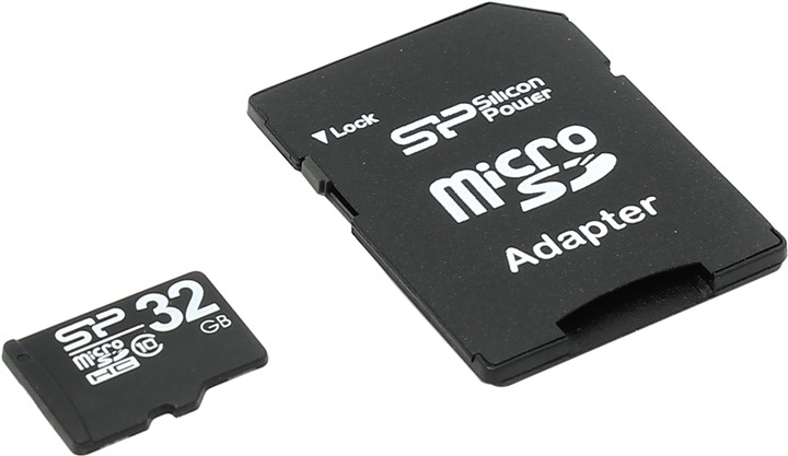 Карта памяти 32Gb microSDHC Silicon Power Class 10 + адаптер