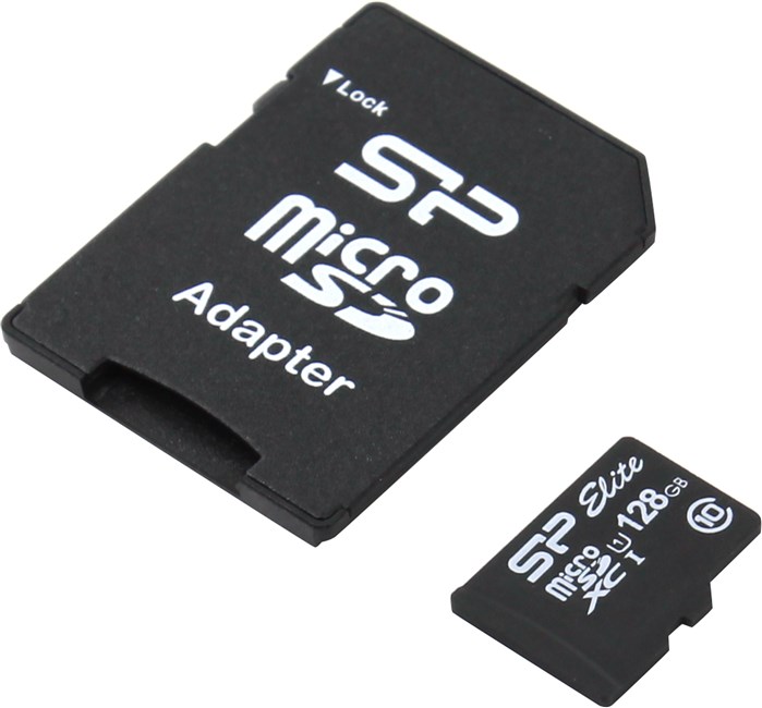 Карта памяти 128Gb microSDXC Silicon Power Class 10 UHS-I U1 + адаптер (SP128GBSTXBU1V10SP)