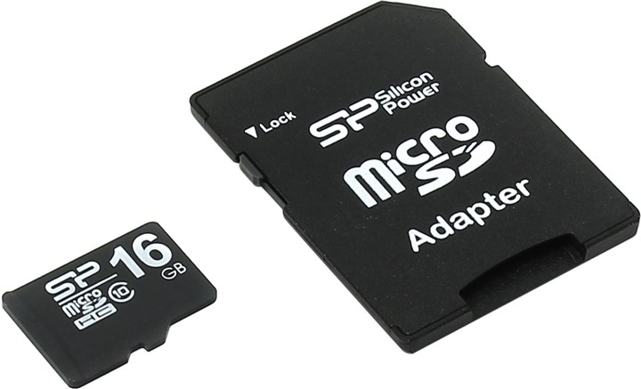 Карта памяти 16Gb microSDHC Silicon Power Class 10 UHS-I U1 + адаптер