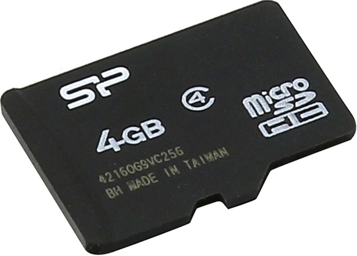 Карта памяти microSDHC Silicon Power, 4Gb, Class 4